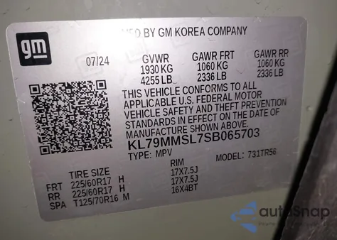 2025 Chevrolet Trailblazer Fwd Ls from USA, damaged, VIN KL79MMSL7SB065703